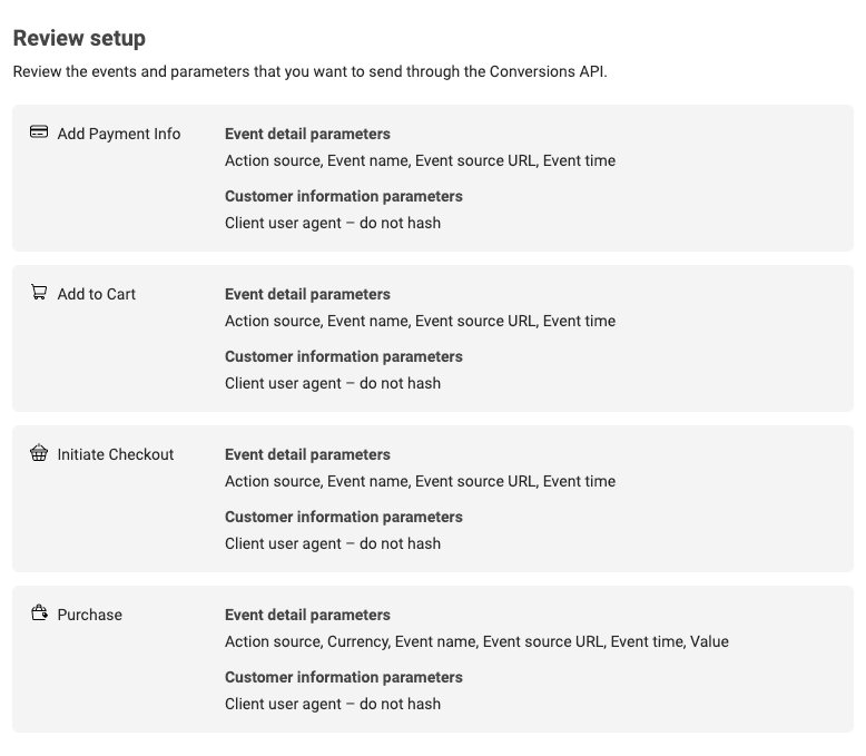 Reviewing the final settings