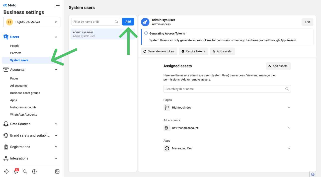 System user creation in Facebook