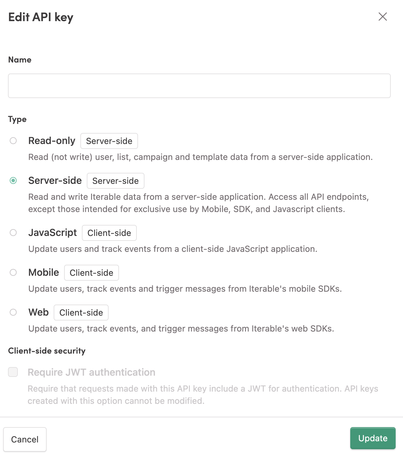 API creation in Iterable