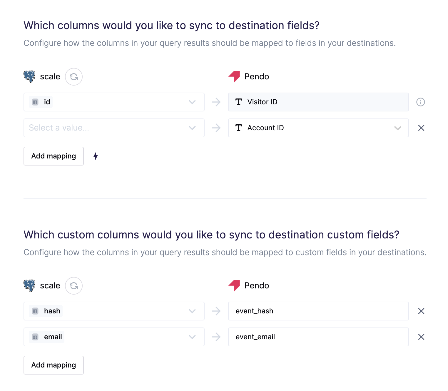 Field mapping in the Hightouch UI