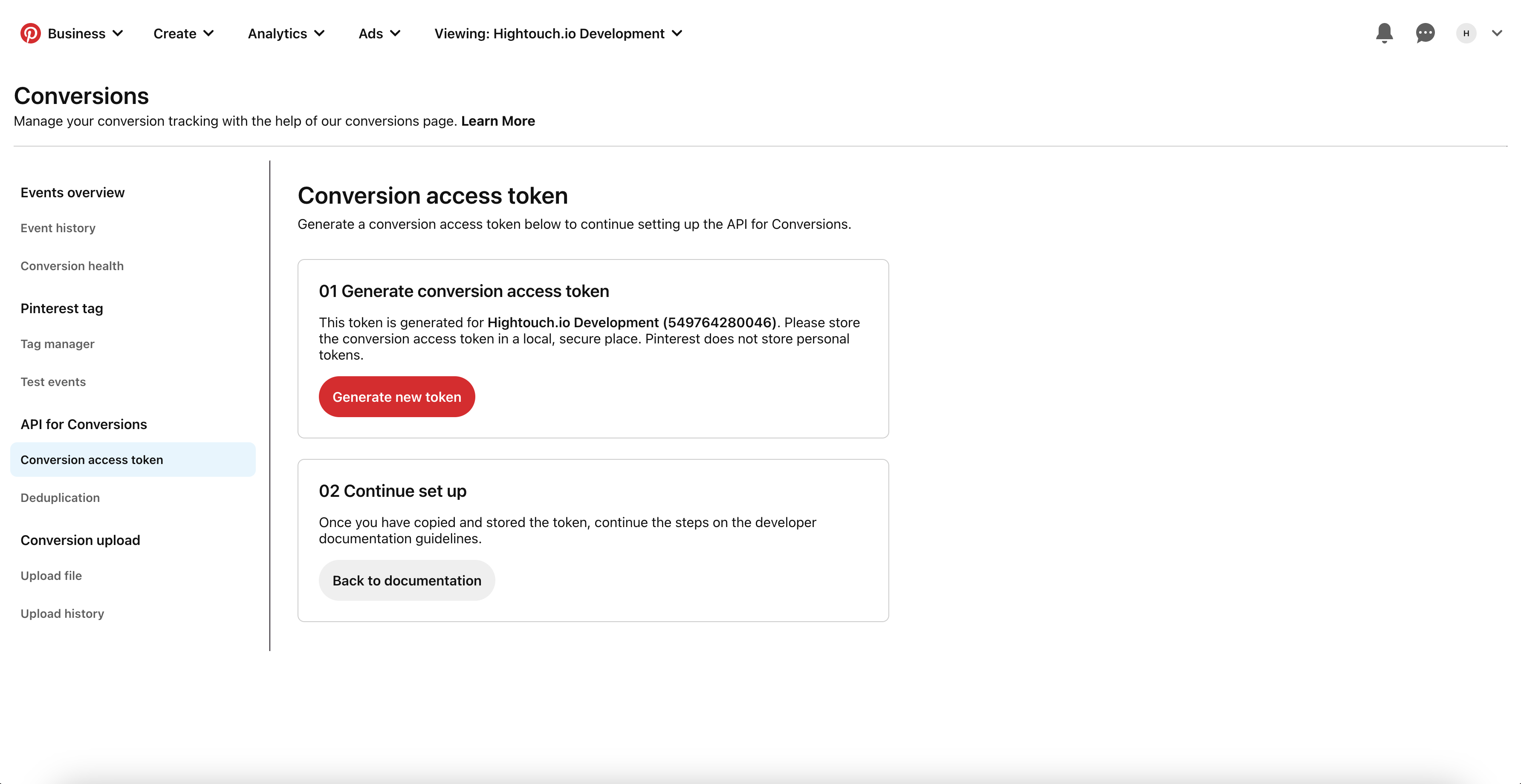 Create conversion access token