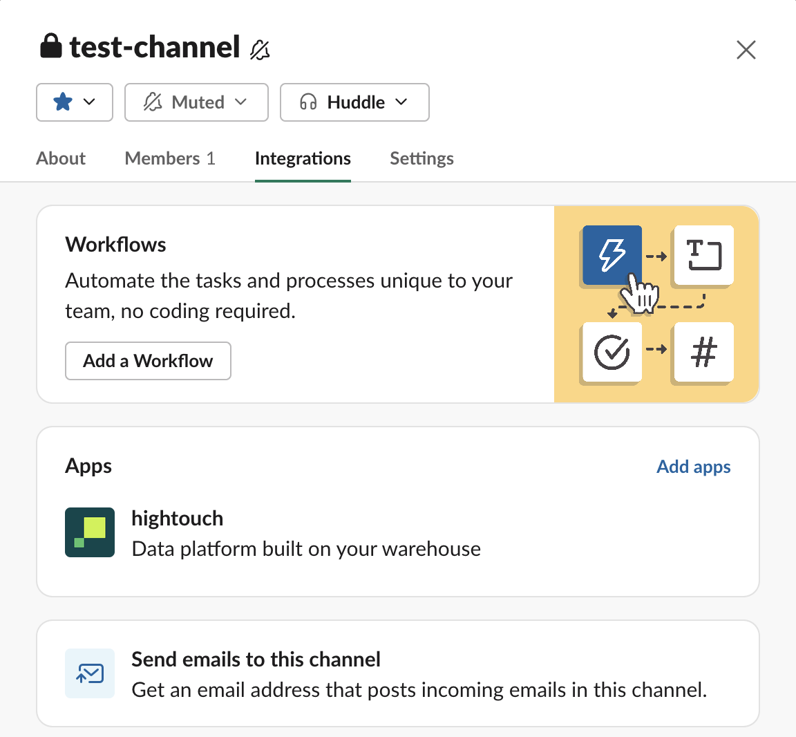 Adding Hightouch bot to channel - step 4