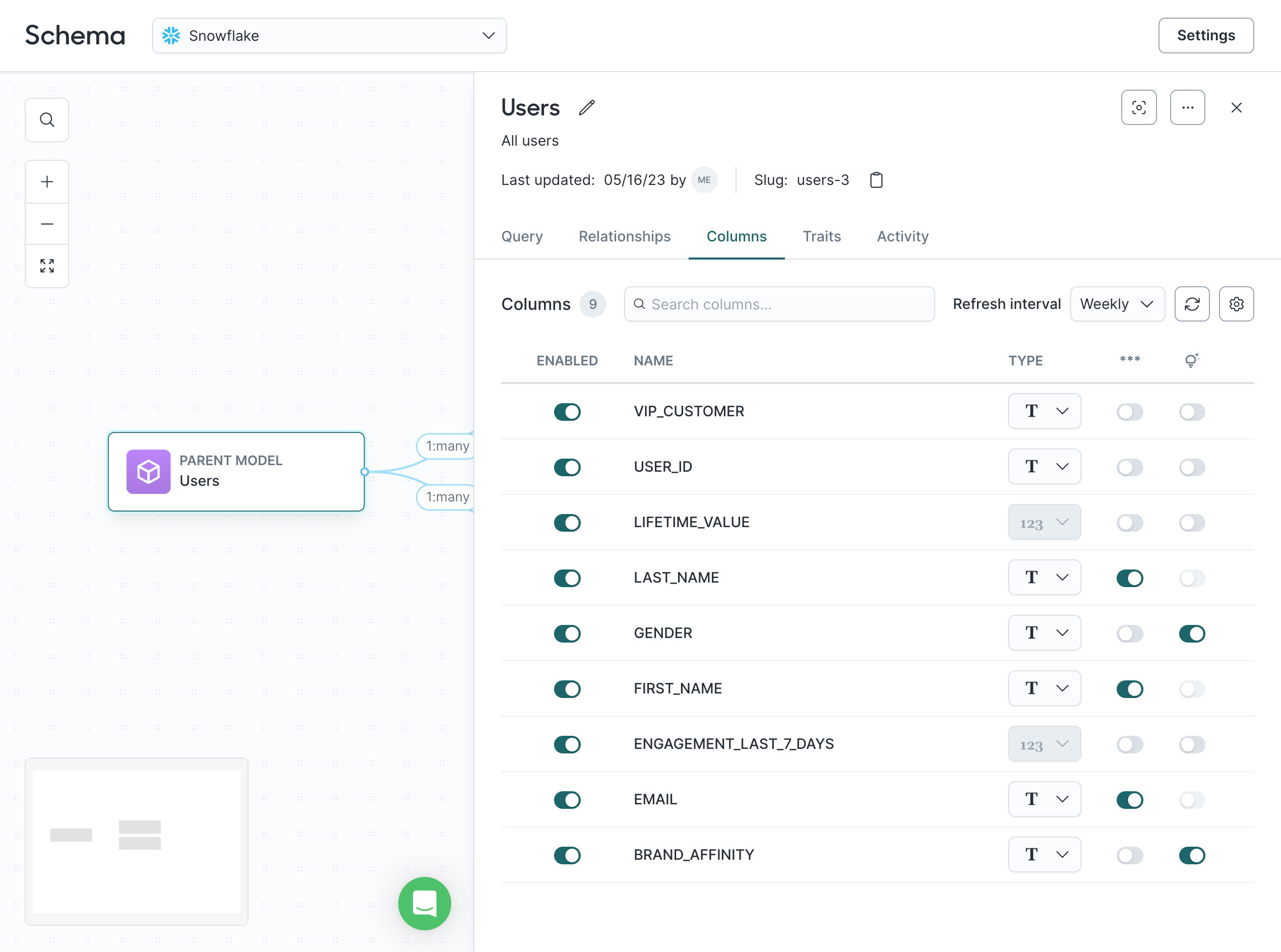 Column configuration in the Hightouch UI