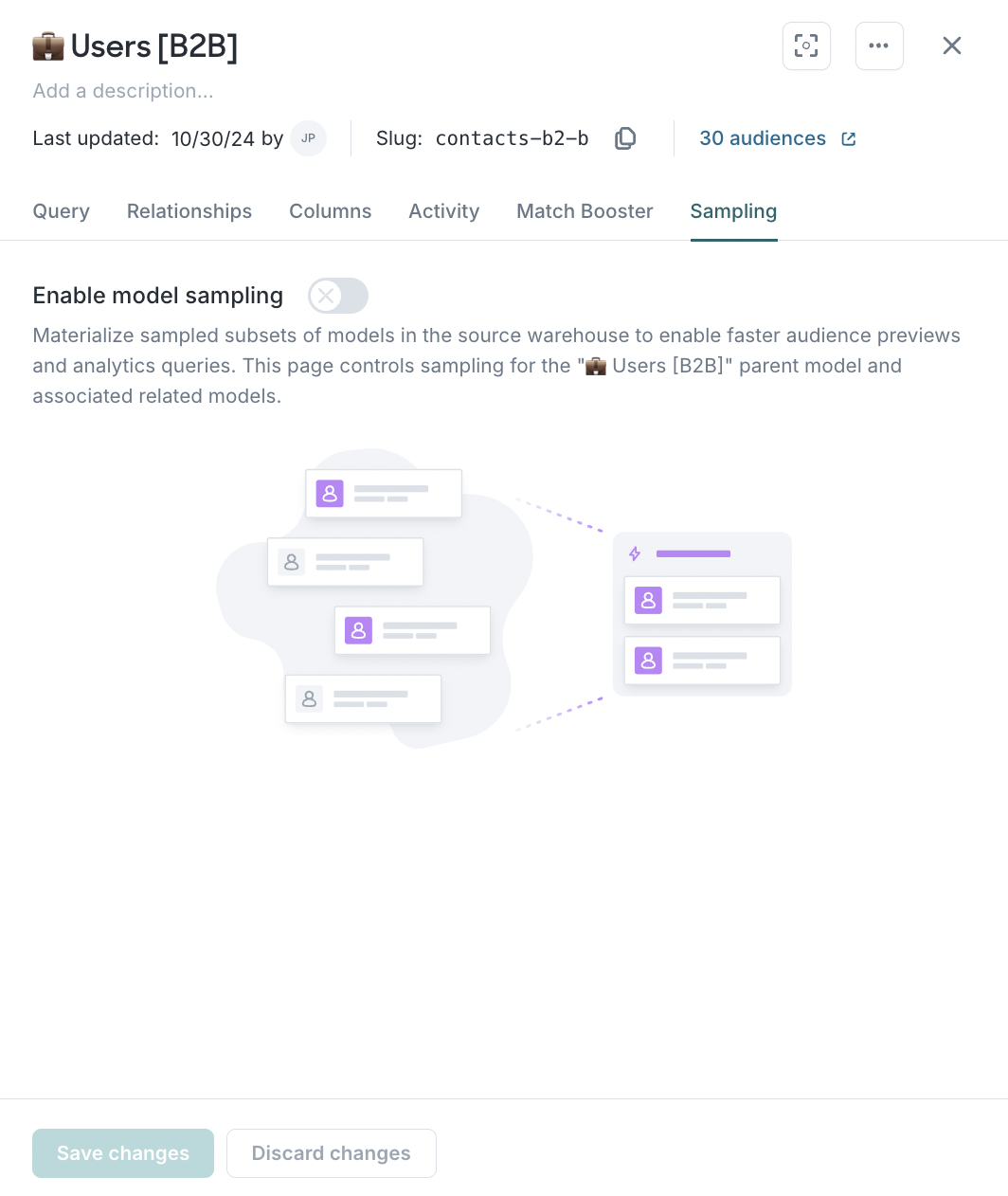 Enabling sampling in the Hightouch UI