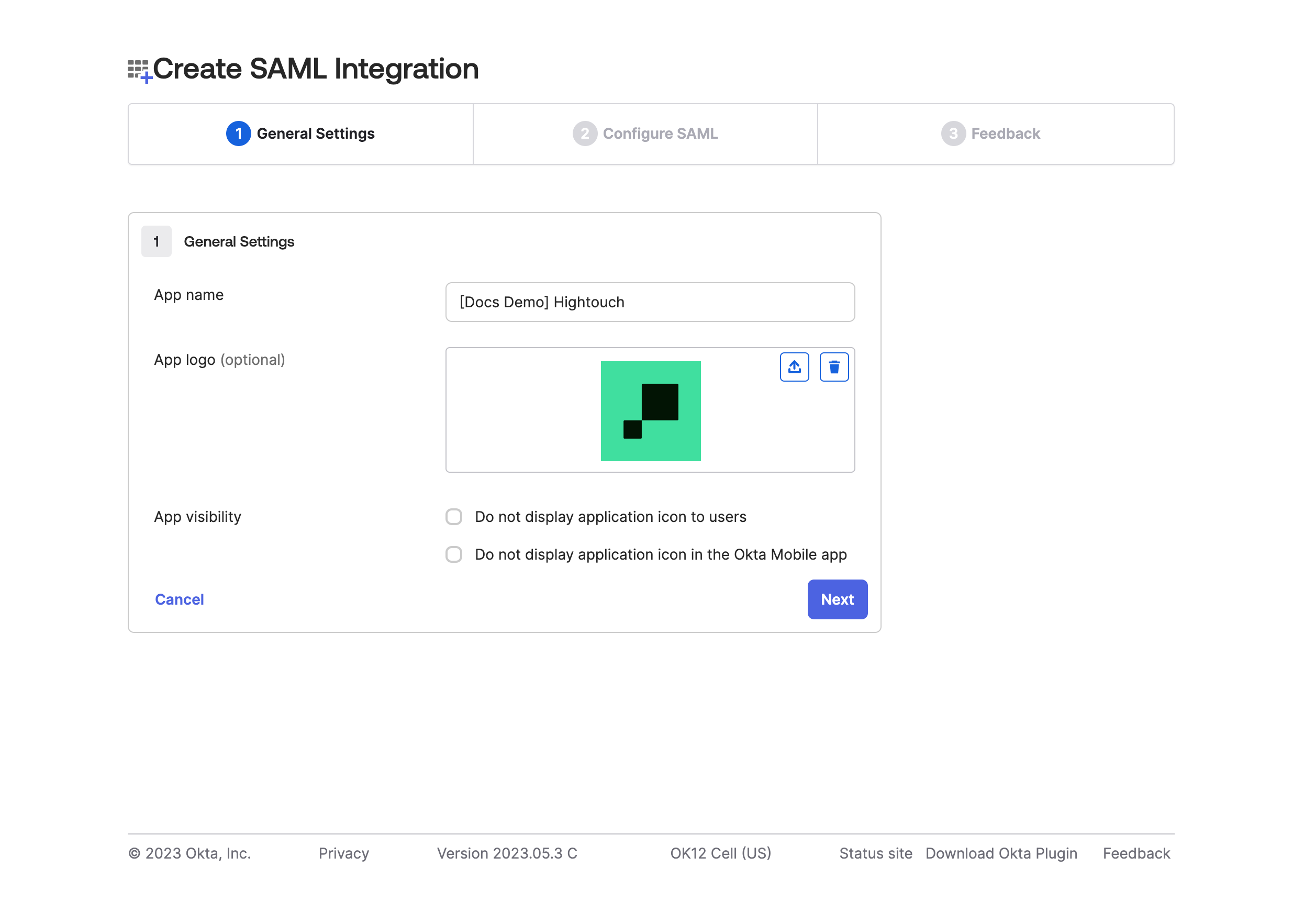 Okta SAML integration general settings